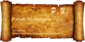 Patak Ulisszesz névjegykártya